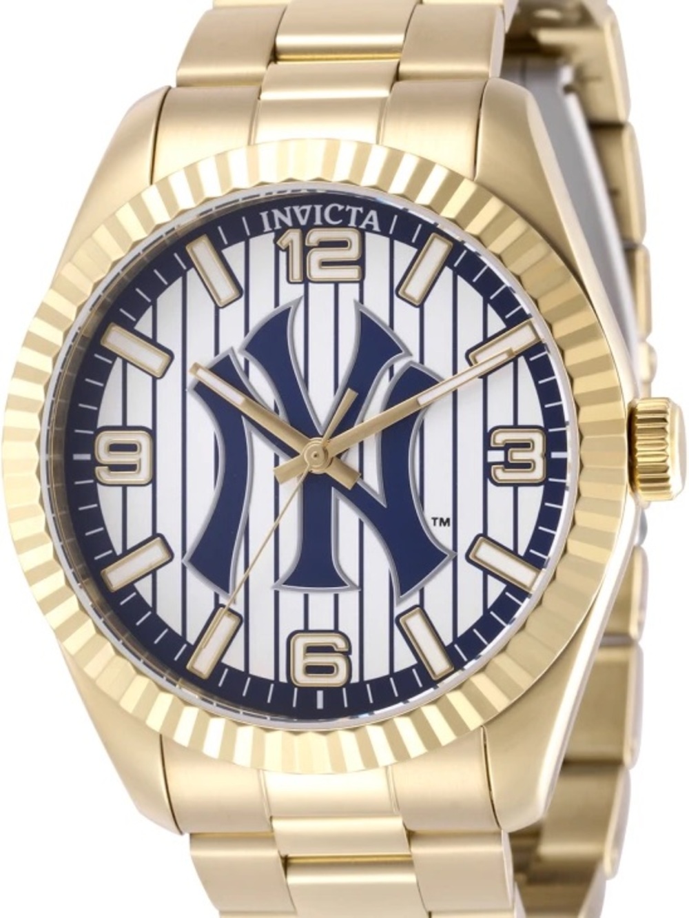 Invicta Men's New York Yankees Gold-Tone Stainless Steel Watch - White/Blue Dial